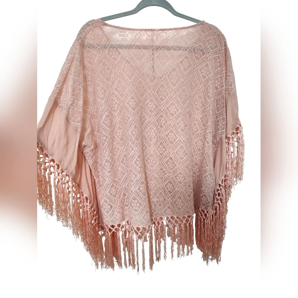 NWOT Mittoshop Pink/Peach M/L Fringed Women's Fringed Top